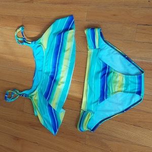 Colorful striped swim suit